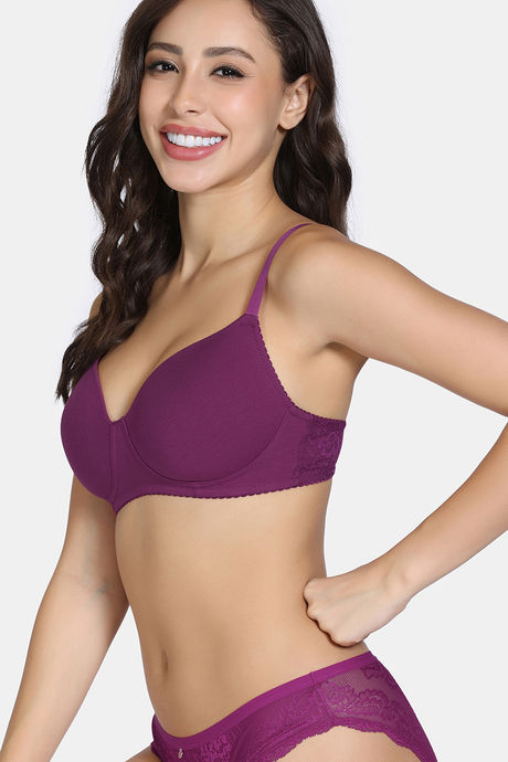 Zivame Padded Non Wired 3/4Th Coverage T-Shirt Bra - Raspberry Radiance — image 4